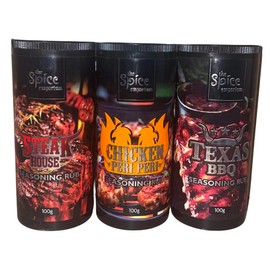 The Spice Emporium Seasoning Rubs - 1 x Steak House Rub 100g / 1 x Texas BBQ Rub 100g / 1 x Chicken Peri Peri 100g