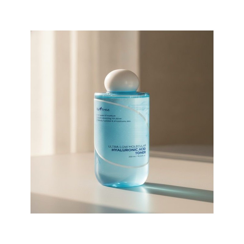 ISNTREE Ultra-low molecular hyaluronic acid toner 300ml: Plum gel mask