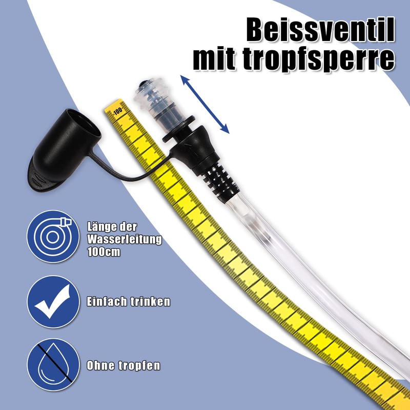 BBAIYULE® Hydration Bladder 2 L, BPA Free, Material Reinforced, Leak-Proof