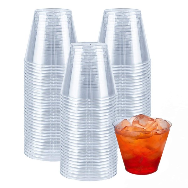 Tebery 200 Pack Small Clear Plastic Tumblers Cups 5oz Hard Disposable Cups Bulk Plastic Party Punch Cups