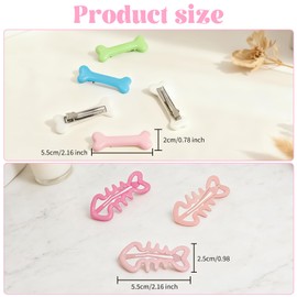 8Pcs Bone Hair Clips Fish Hair Clip Accessories White Dog Bone Headband Goth Emo Y2k Style for Halloween Hairs Accessories, Cosplay, Skull Skeleton Bone-Hairclip for Women and Girls, Pink