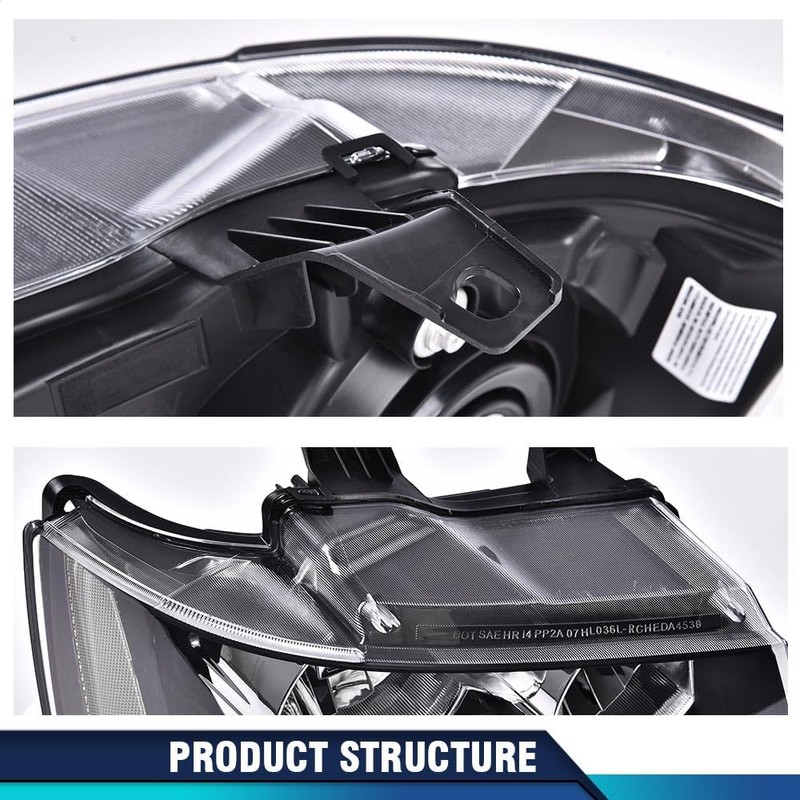 PIT66 Headlights Assembly Pair, Compatible with 2007-2014 Chevy Tahoe Suburban/2007-2013