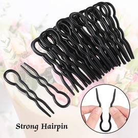24 Piece Plastic Hair Pins U Shaped Grip Pins Fast Spiral Clips Hair Grip for Women Girls bobby pins Hairstyle Accessories (Black)