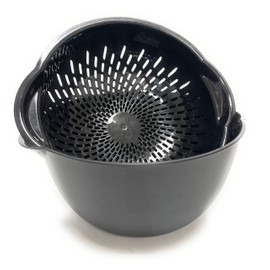 Mintra Home Mixing Bowl with Colander/Strainer 2 Piece (Large 4.5L, Black)