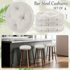 Marsui 4 Pieces Soft Stool Covers Round Bar Stool Cushions with Elastic Band Padded Seat Covers Nonslip Round Seat Cushions for Chairs Slipcovers(12 Inch,Brown)
