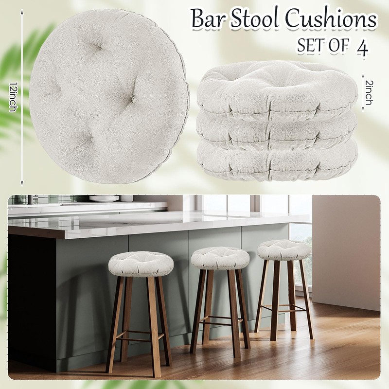 Marsui 4 Pieces Soft Stool Covers Round Bar Stool Cushions