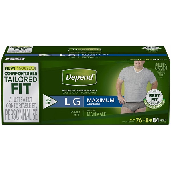 Depend Fit-Flex Large Maximum Absorbency Underwear for Men, 84 Ct