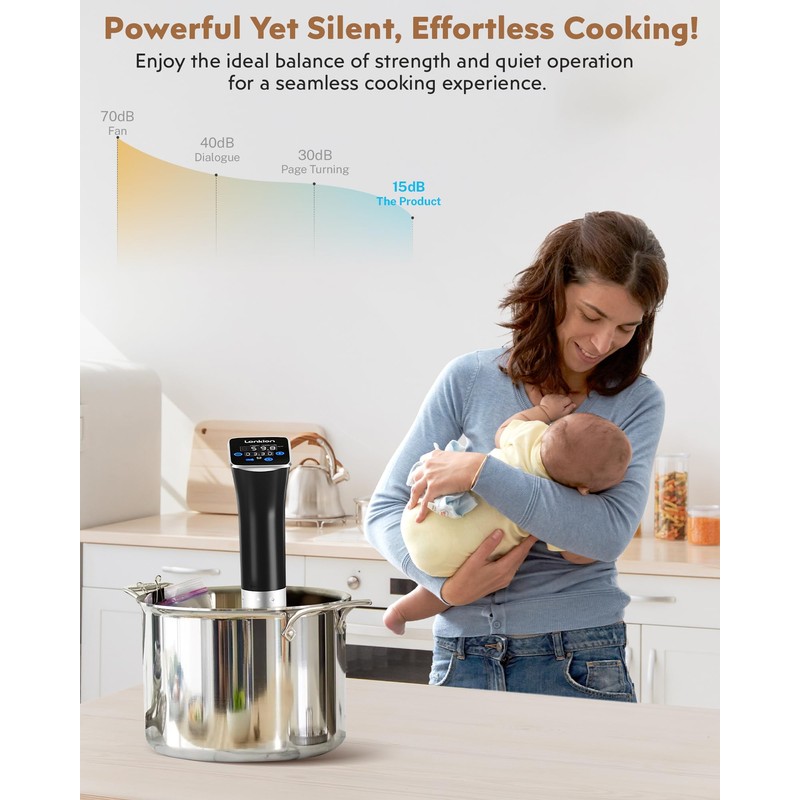 Lonkion Sous Vide Cooker Machine, Temperature Control, 1100W IPX7 Immersion