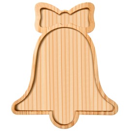 FOBSME Christmas Bell Wooden Serving Tray Christmas Wooden Platter Christmas Wood Charcuterie Board Wooden Cheese Cookie Snack Dish Plate for Xmas Holiday Housewarming Present,14.37x 11.85x0.79