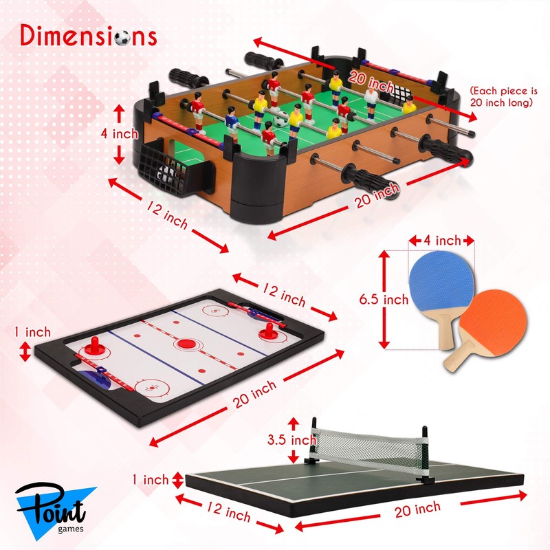 Point Games 3 in 1 Small Multi Game Set, Foosball,