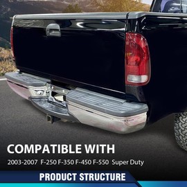 PIT66 Bumper Step Pad Rear Center Compatible with Ford Excursion 2000-2005/Fit Ford F150 2002-2003/Fit Ford F250 F350 F450 F550 Super Duty 2003-2007 XL3Z17B807AB, FO1191115 Gray