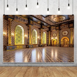 Leowefowa 10x8ft Luxurious Palace Backdrop Retro European Hall Royal Interior Golden Hall Background Gold Noble Castle Wedding Birthday Party Banner Decor Photo Supplies Prop