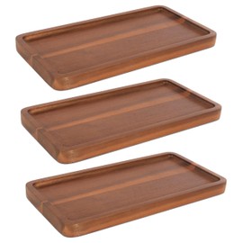 KOLWOVEN Solid Acacia Wood Serving Tray - 3 Pack, 11.8" x 5.9" Rectangular Wooden Serving Platter, Wood Boards for Food, Mini Cheese Board for Vegetable, Charcuterie, Appetizer, Decor (Set 3)