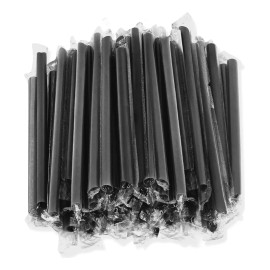 200 Pcs Popote Jumbo Para Tapioca Boba Corte Diagonal Negro