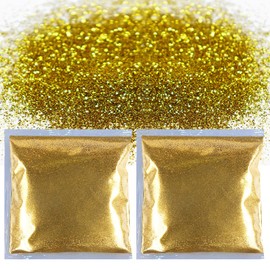 Zeeorymn Oro Glitter Polvere,100g Glitter per Artigianato 0,2mm Polvere Glitterata per Creazioni Fai da te Manicure Viso Carta Artigianato Biglietto di Auguri
