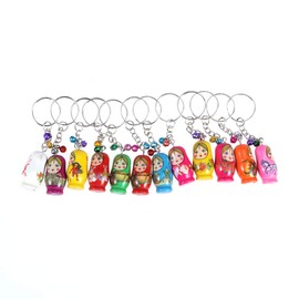 Toyvian 12pcs Matryoshka Key Ring Wooden Mini Babushka Dolls Wooden Toy Bag Pendant Car Key Pendant Key Ring Party Bag Random Pattern