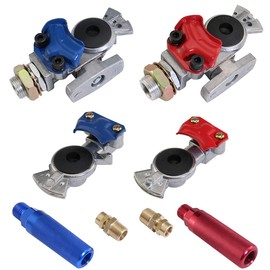 Boeray Aluminum Emergency Gladhand Valve Universal Glad Hands and Air Hose Brake Coupling Service Handshake Anodized Aluminum Glad Handle for Truck Semi Trailer RVs
