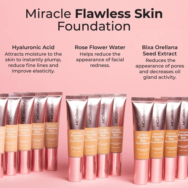 MCoBeauty Miracle Flawless Skin Foundation 30ml, Natural Medium