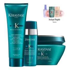 Kit Tratamiento Krastase Therapiste Shampoo Mascarilla Y Suero para Cabello Maltratado y Procesado Bain 250 ml, Masque 200 ml y Serum 30 ml           