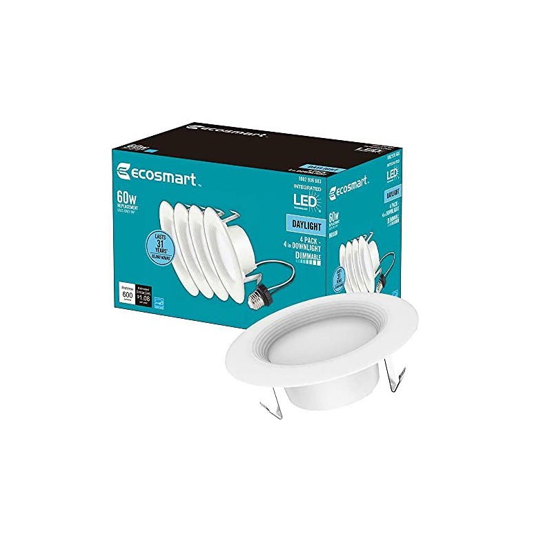 LootHive 4-INCH White Integrated LED Recessed Trim, Daylight (4-Pack)