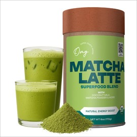 OMG Superfoods Certified Organic Matcha Latte Instant Mix 6 oz – Matcha Powder Blend | Stir & Enjoy in Seconds, USDA Organic