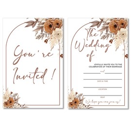 Soiceu Floral Fall Wedding Invitations Autumn Fall Marriage Wedding Party Invites with Envelopes Set of 20