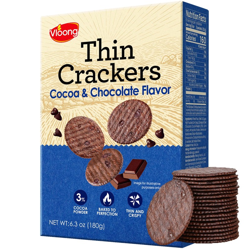 Vloong Ultra-Thin Cocoa & Chocolate Thin Crackers with Real Melted