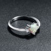 ACEFEEL 925 Sterling Silver Heart Shaped White Opal Engagement Promise