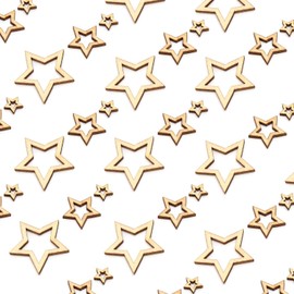 YCVSKY Pack of 300 Wooden Stars Decoration (1/2/3 cm), Small Wooden Stars for Crafts, Wooden Stars for Christmas, Wedding, Party, DIY, Craft Table