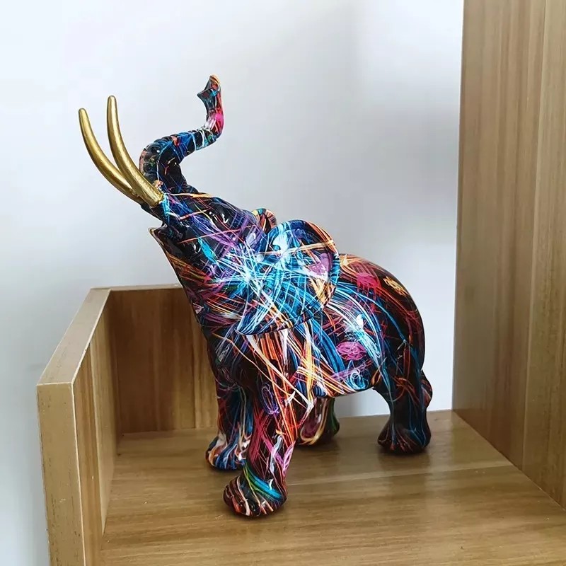 Jextech Escultura De Resina Par De Elefantes 3d Arte Moderno