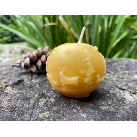 Starry Night Ball Beeswax Candle/Winter Night Sphere Bee Wax Candles/Wintery/Christmas/Deer/Sky/Pine Tree/Small/USA Handmade