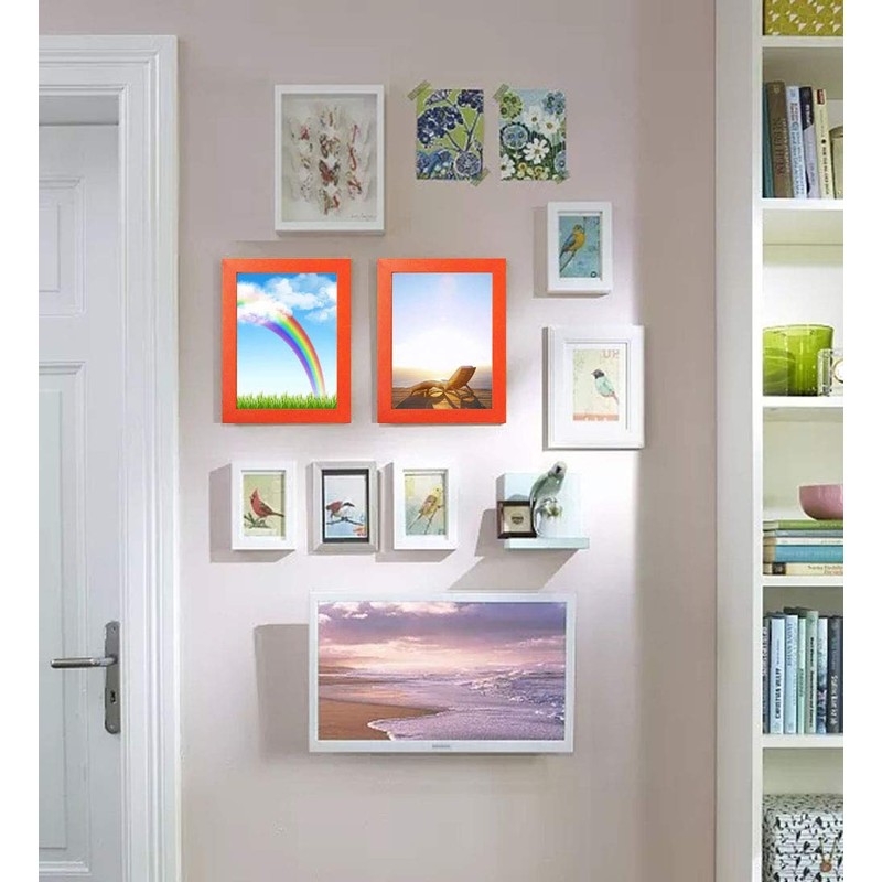 6x8 Orange MDF Picture Frame for Table Top and Wall