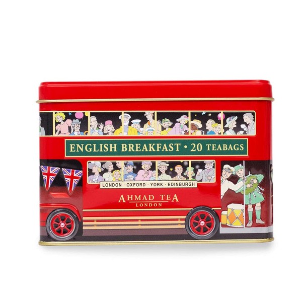 Ahmad Tea London Bus Tin, English Breakfast, 20 Count Tin