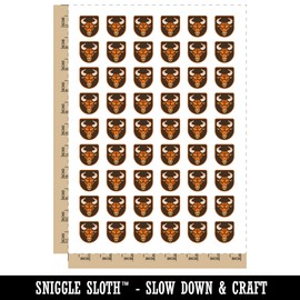 Sniggle Sloth Angry Bull Cow Head with Horns Temporary Tattoo Water Resistant Body Art Set - 54 1-Inch (1 Sheet)