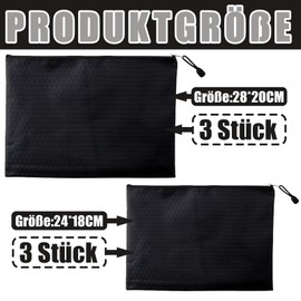 Vimmvid Set of 6 Wallets, Bank Bag, 2 Different Sizes, Black Document Bag A5 for Money Storage to Protect Small, Document Bag, Black for Household, Business, School, black