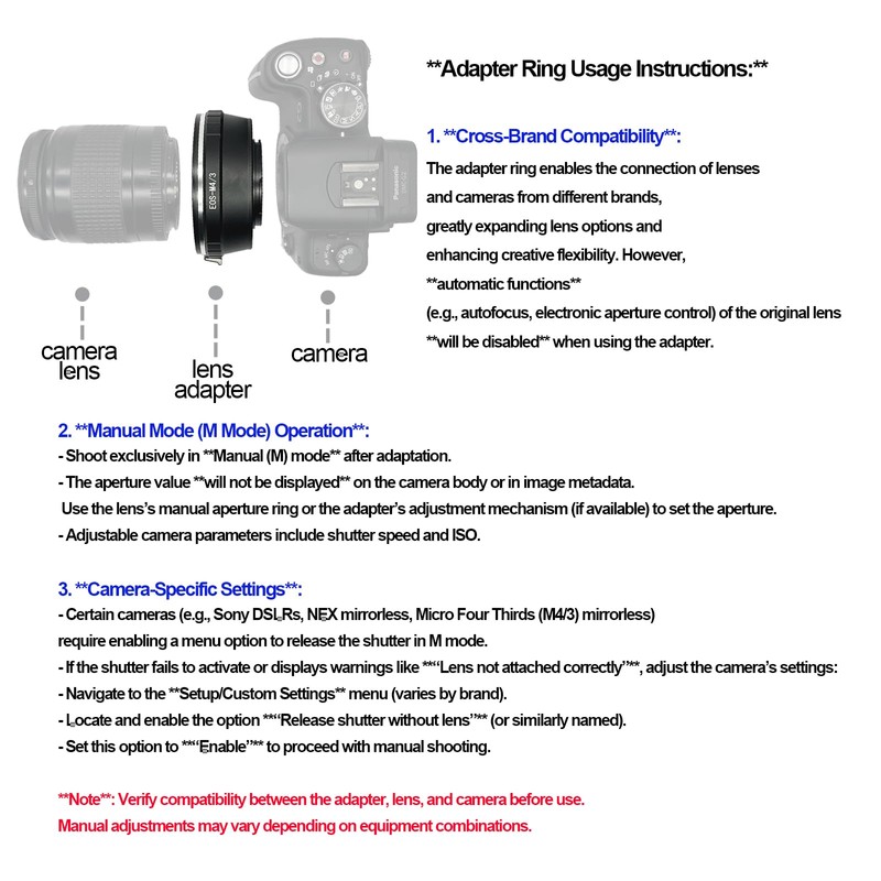 EOS-M4/3 Lens Adapter Compatible with EF, EF-S Lens to Micro
