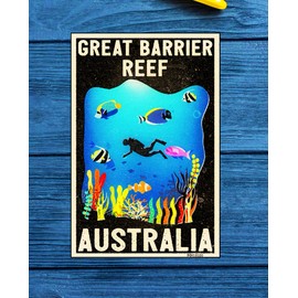 Great Barrier Reef Decal Sticker 3.75" x 2.5" Australia SCUBA Distress NEW