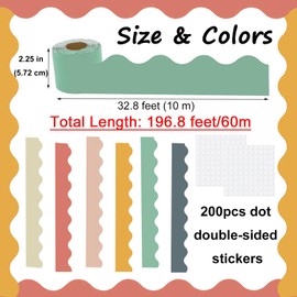 Acidea 196.8 ft Display Borders for Classrooms, 6 Rolls Colorful Classroom Borders for Bulletin Board, Pastel Border Rolls for Displays, Trim Bulletin Boards for Classroom Bulletin Board Decorations