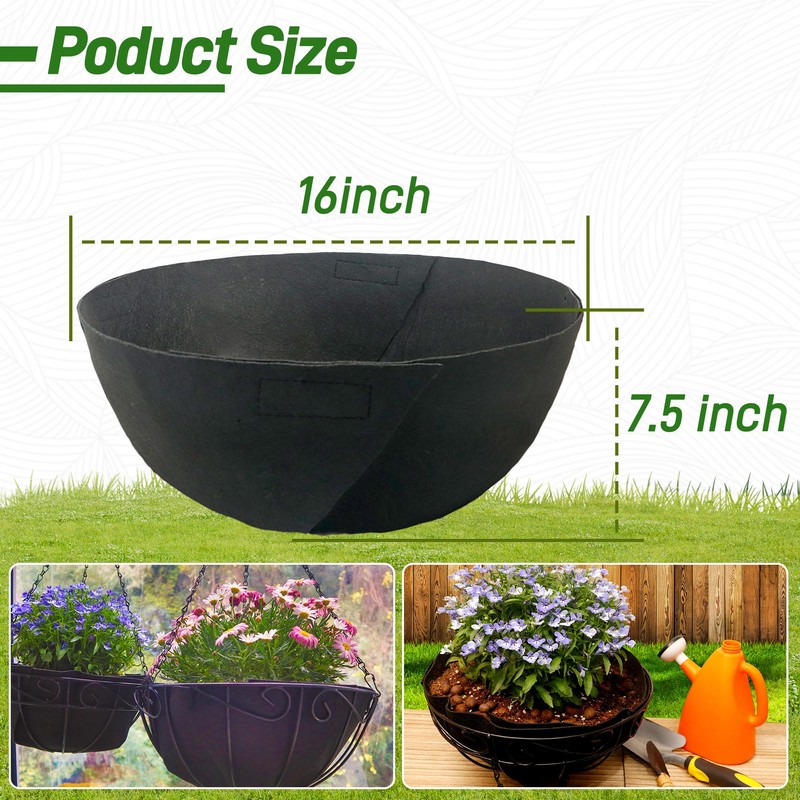 Sumloty 4 Pack 16 Inch Fabric Planter Basket Liner- Felt