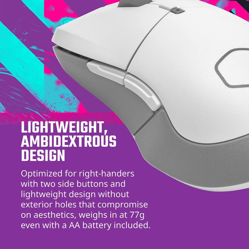 Cooler Master MM311 Wireless Gaming Mouse White, Adjustable 10,000 DPI,