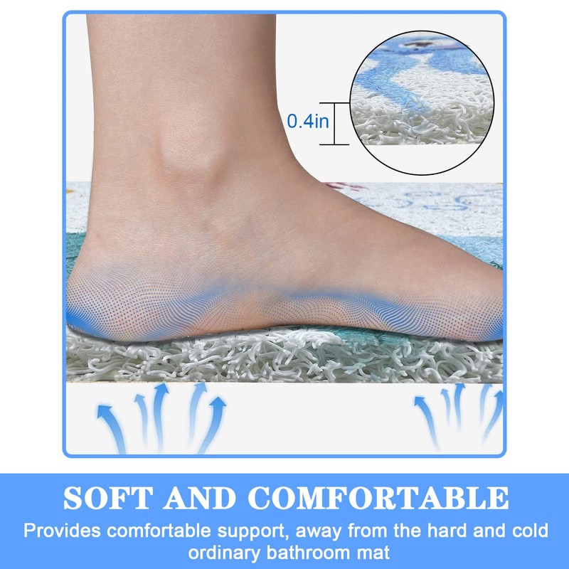 Non-Slip Shower Mats Square, Soft Comfort Textured PVC Loofah Bathroom