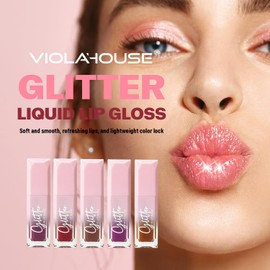 VIOLA HOUSE Lipgloss Glitter, Lipgloss Glossy Liquid Lipstick, Glossy Lipgloss Shimmering finish on the lips.5ML (bloodstone)