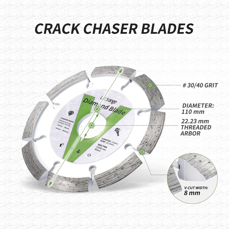 LitOrange 110 mm Diamond Crack Chaser Blades for Routing and