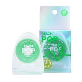 REACH POP Dental Floss, Peppermint, Plaque Remover for Teeth, Shred Resistant, Vegan Wax, Cruelty Free, Eco Friendly Packaging, Oral Care, PFAS Free, for Adults & Kids, 1 Pack, 54.6 yd