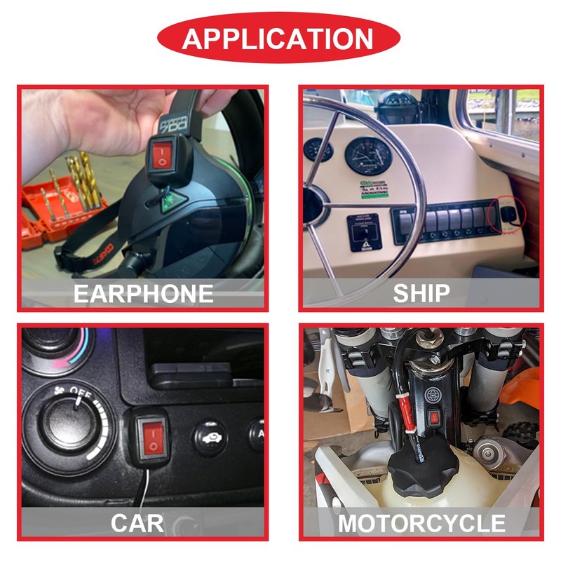 MKBKLLJY 2pcs Red Paste Type Switch Car Rocker Switch On/Off