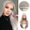 High Quality Straight Long Grey Lace Wig 24 Inch Beauty