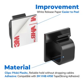 Large Cable Clips 40pcs with Strong Adhesive Tapes,Wire Holder Organizer Cord Management for Car, Office and Home (Black- L05(40PCS))