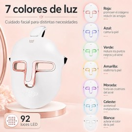 Máscara facial led terapia de luz, Máscara facial led de 7 colores, Terapia de luz, Eliminación de Acné, Para uso doméstico y en salones de belleza