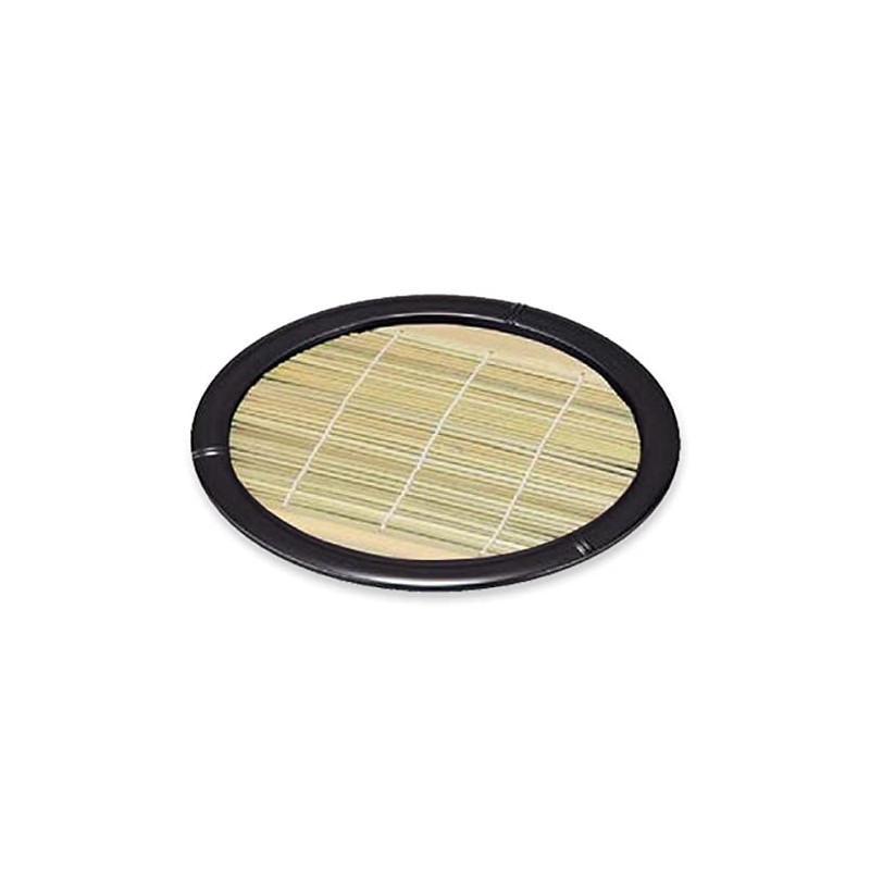 J-kitchens Soba Soba, Round Bamboo Plate, Black, Break-resistant, Resin, Diameter
