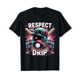 Respect The Drip Baseball Ice Cream Drip Helmet Bats Boys T-Shirt